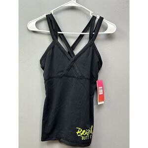 Brazil Butt Lift Tank Women’s XS Cami Top Strappy‎ Black BBL Gym Workout